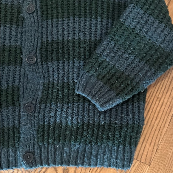 Chunky Knit Cardigan in Green and Blue Stripes - Picture 3 of 6
